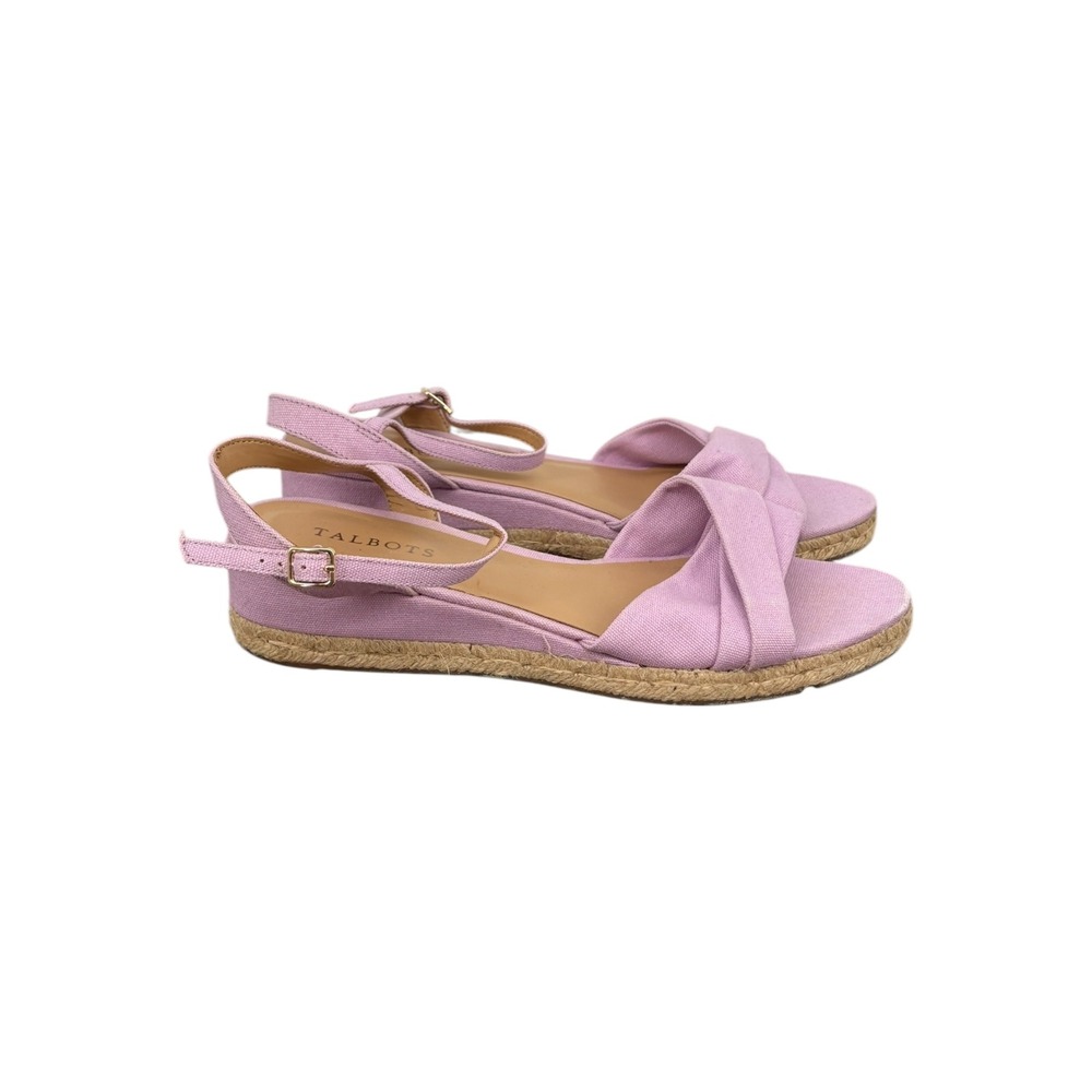 Talbots Women Light Purple Espadrille Wedge Sandals Ankle Strap Size 10